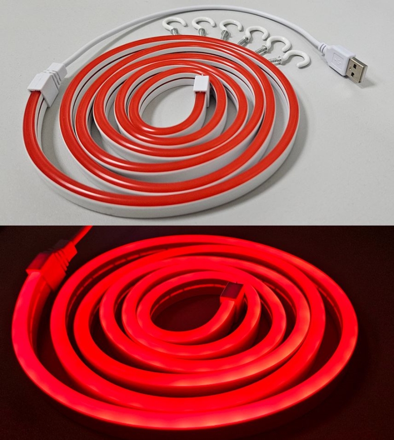 LED Paindlik riba NEON LED/5V USB 1,8 m punane