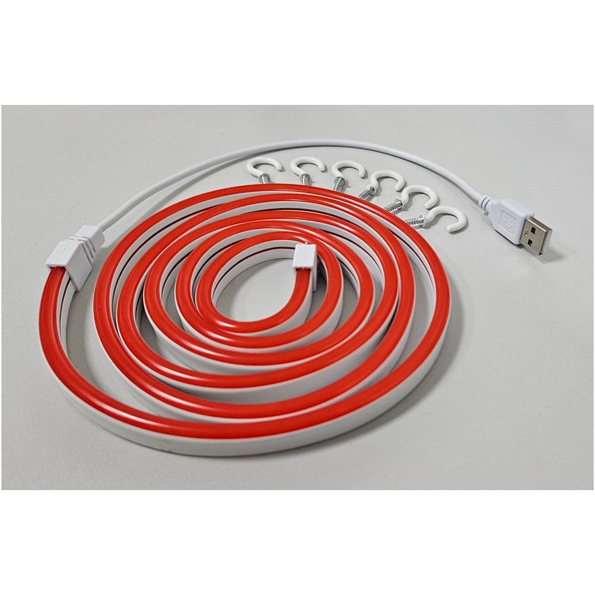LED Paindlik riba NEON LED/5V USB 1,8 m punane