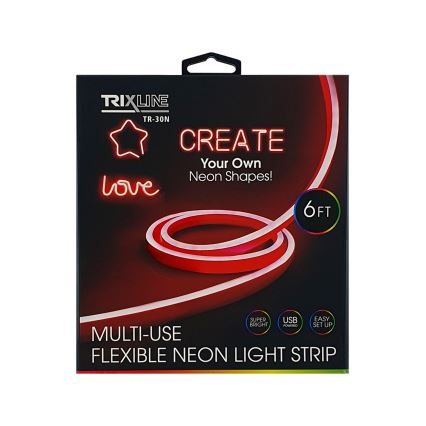 LED Paindlik riba NEON LED/5V USB 1,8 m punane