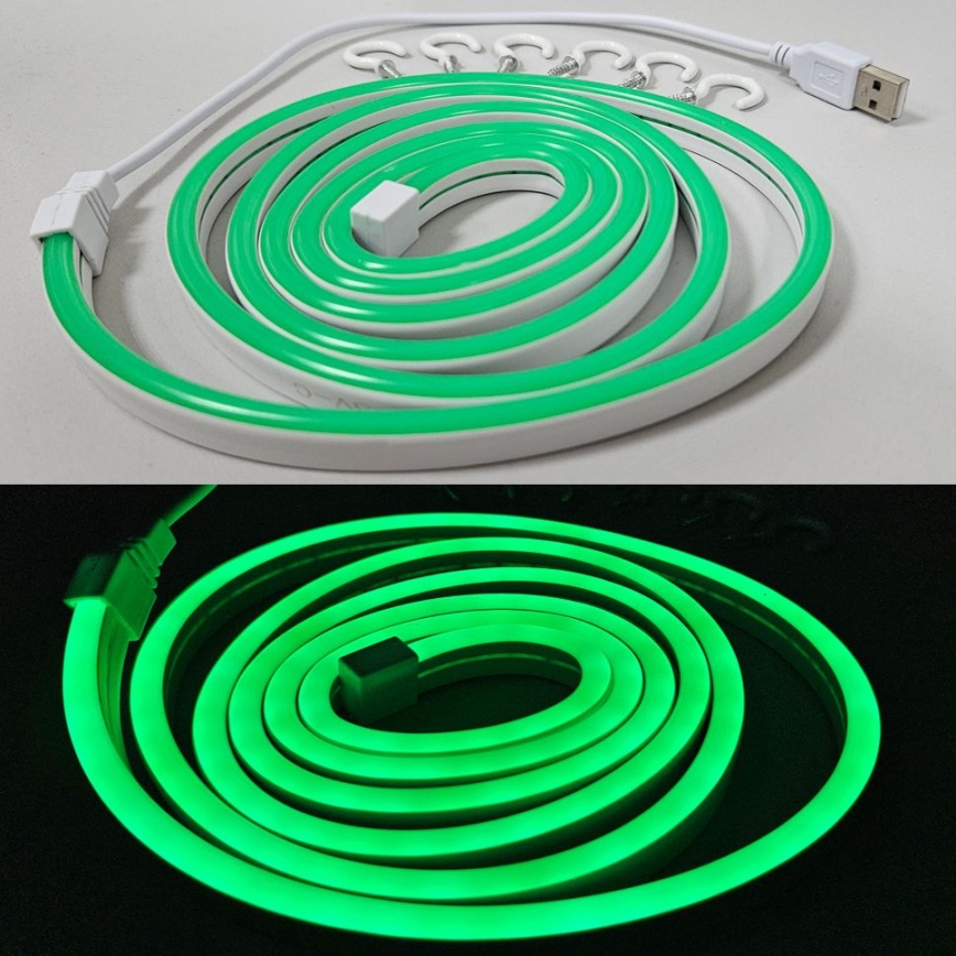 LED Paindlik riba NEON LED/5V USB 1,8 m roheline