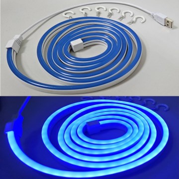 LED Paindlik riba NEON LED/5V USB 1,8 m sinine