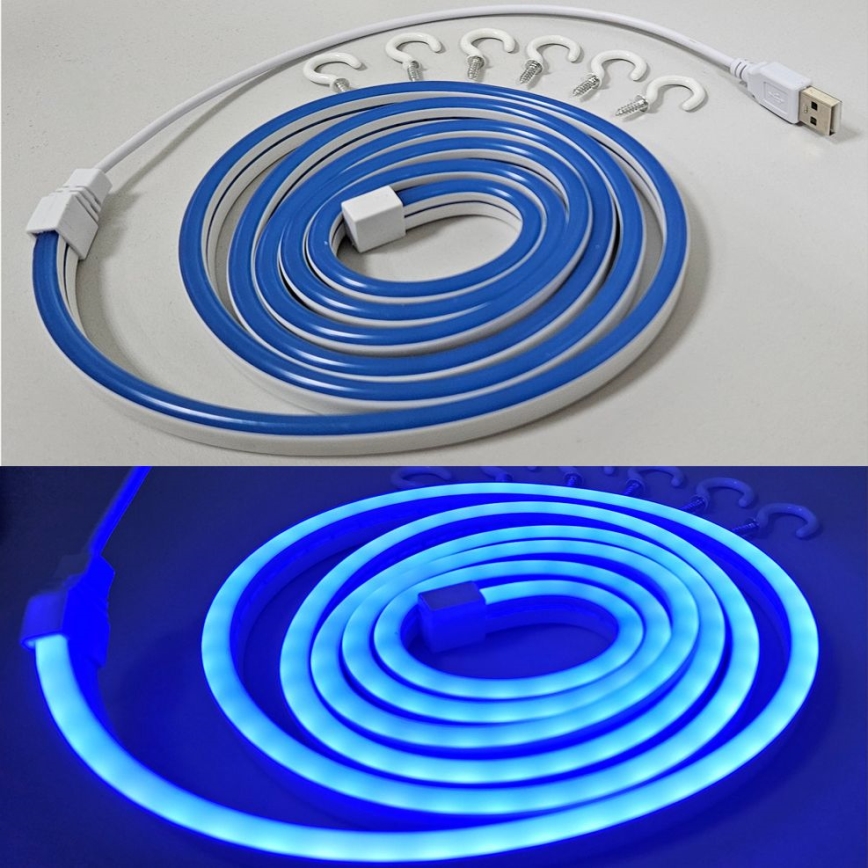 LED Paindlik riba NEON LED/5V USB 1,8 m sinine