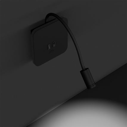 LED Paindlik väike seinalamp BASE 1xLED/8W+1xLED/2W/230V must/hõbedane