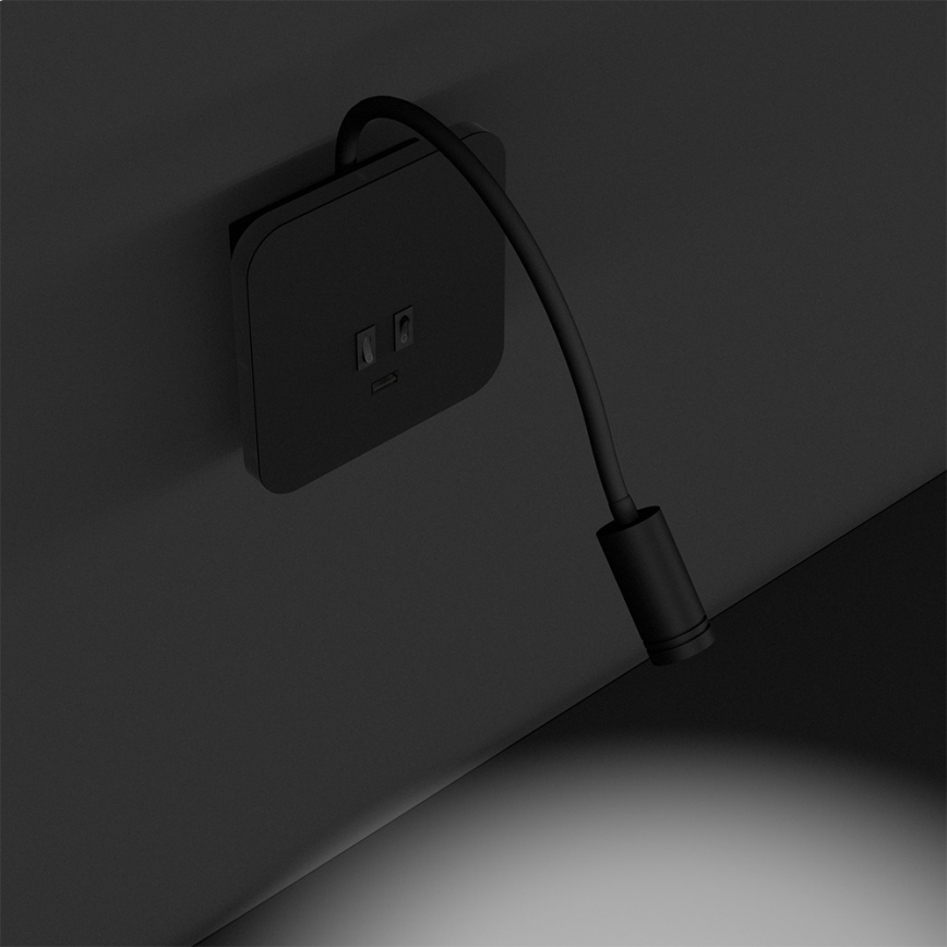 LED Paindlik väike seinalamp BASE 1xLED/8W+1xLED/2W/230V must/hõbedane