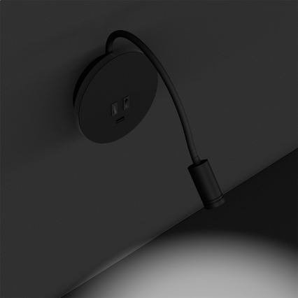 LED Paindlik väike seinalamp BASE 1xLED/8W+1xLED/2W/230V must/hõbedane
