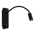LED Paindlik väike seinalamp koos USB BASE 1xLED/8W+1xLED/2W/230V must