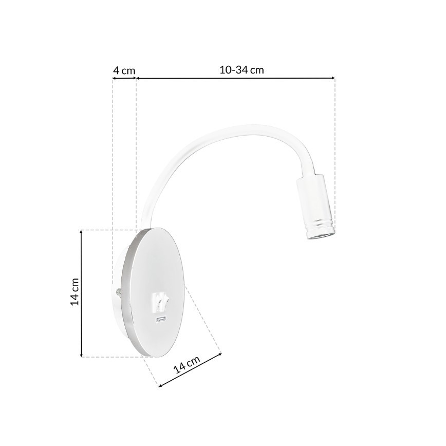 LED Paindlik väike seinalamp koos USB BASE 1xLED/8W+1xLED/2W/230V valge/hõbedane