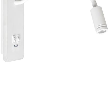 LED Paindlik väike seinalamp koos USB BASE 1xLED/8W+1xLED/2W/230V valge