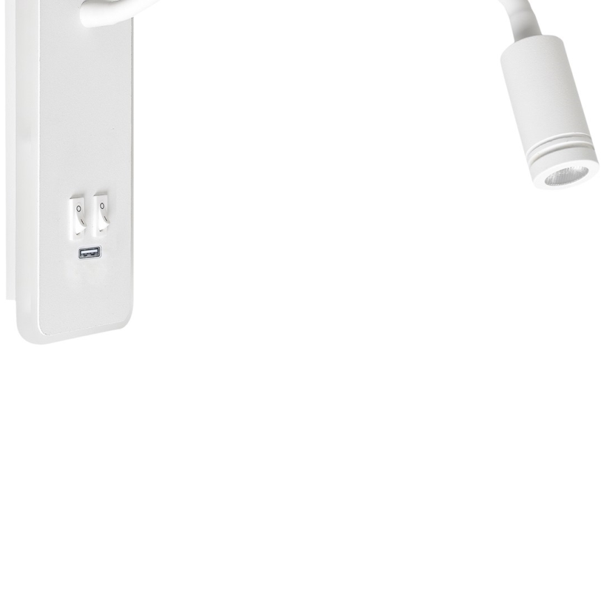 LED Paindlik väike seinalamp koos USB BASE 1xLED/8W+1xLED/2W/230V valge