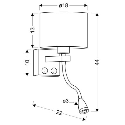 LED Paindlik valgusti POLO 1xE27/40W+LED/2W 230V must