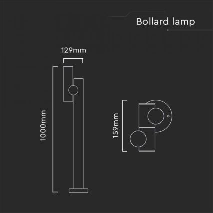 LED Paindlik välilamp LED/4W/230V 3000K IP44 100 cm must