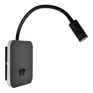 LED painduv seinavalgusti BASE LED/8W+LED/2W/230V must/hõbedane