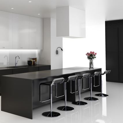 LED painduv seinavalgusti BASE LED/8W+LED/2W/230V must/hõbedane