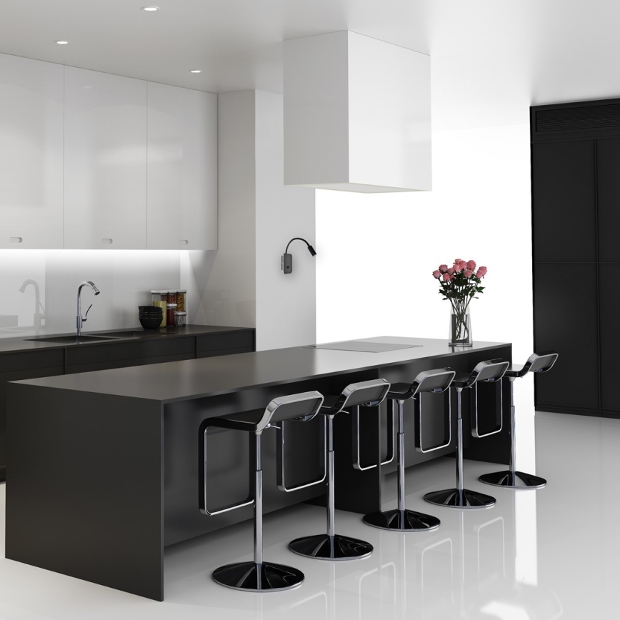 LED painduv seinavalgusti BASE LED/8W+LED/2W/230V must/hõbedane