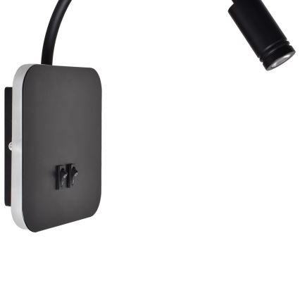 LED painduv seinavalgusti BASE LED/8W+LED/2W/230V must/hõbedane