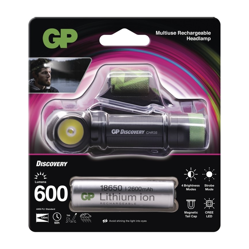 LED Pealamp GP DISCOVERY CHR35 LED/3,7V/2600mAh