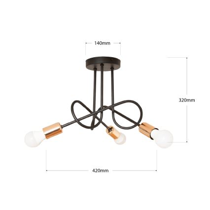 LED pealepandav lühter OXFORD 3xE27/15W/230V must