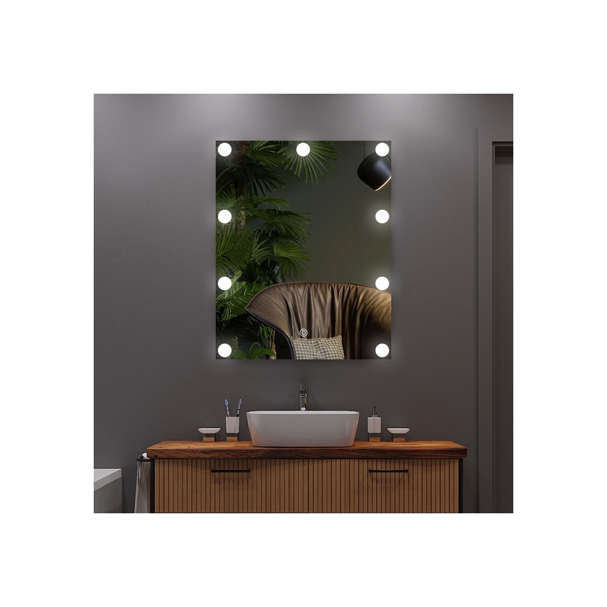 LED Peegel koos valgustusega 9xLED/1W/230V 3000/4000/6000K 50x40 cm IP44