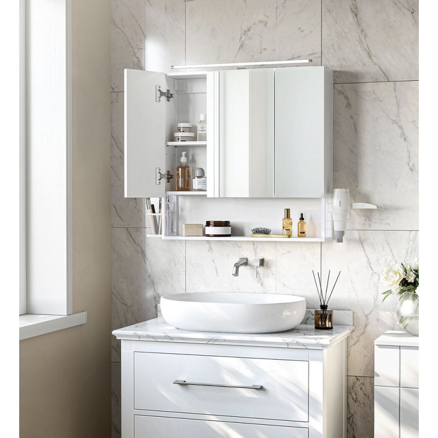 LED-peegliga vannitoakapp SKY 70x70x16 cm 230V valge