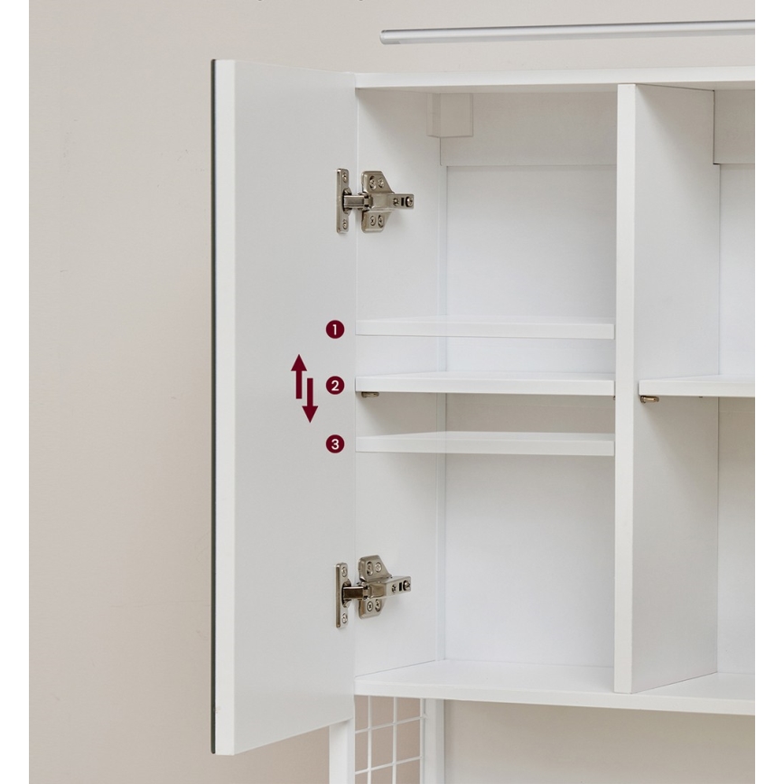 LED-peegliga vannitoakapp SKY 70x70x16 cm 230V valge