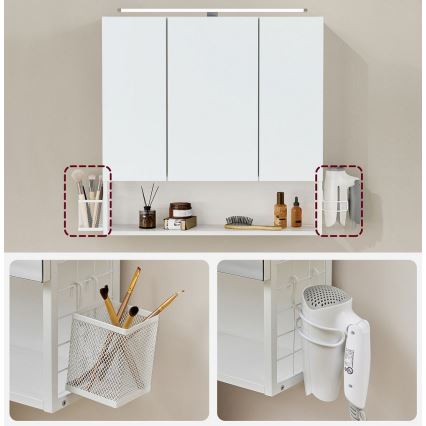 LED-peegliga vannitoakapp SKY 70x70x16 cm 230V valge