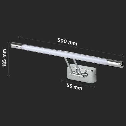 LED Peeglivalgustus LED/9W/230V 3000K 50cm läikiv kroom