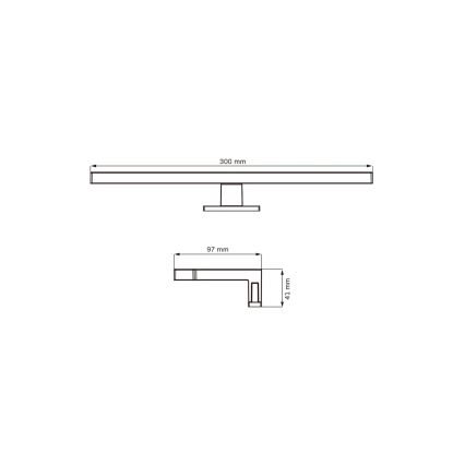LED Peeglivalgustus vannituppa MILOS LED/5W/230V 4000K 30 cm IP44 must