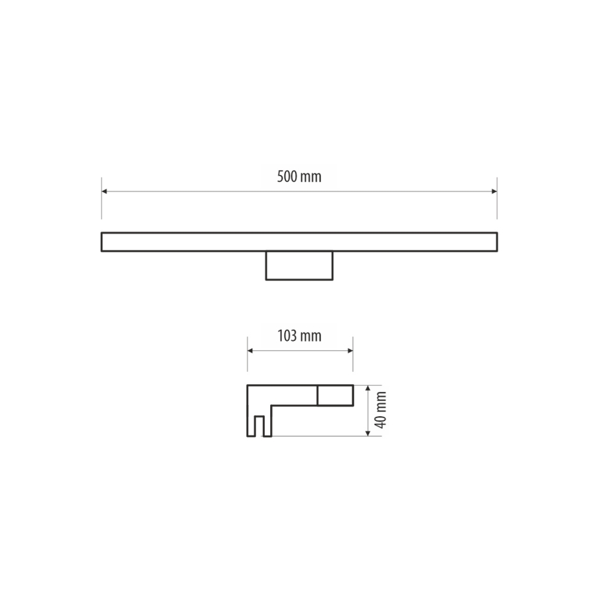 LED Peeglivalgustus vannituppa MIRROR LED/10W/230V 50 cm IP44 must