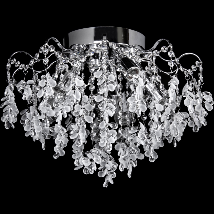 LED Pinnale kinnitatav lühter 4xE27/60W/230V + 4xLED/3W d. 40 cm läikiv kroom