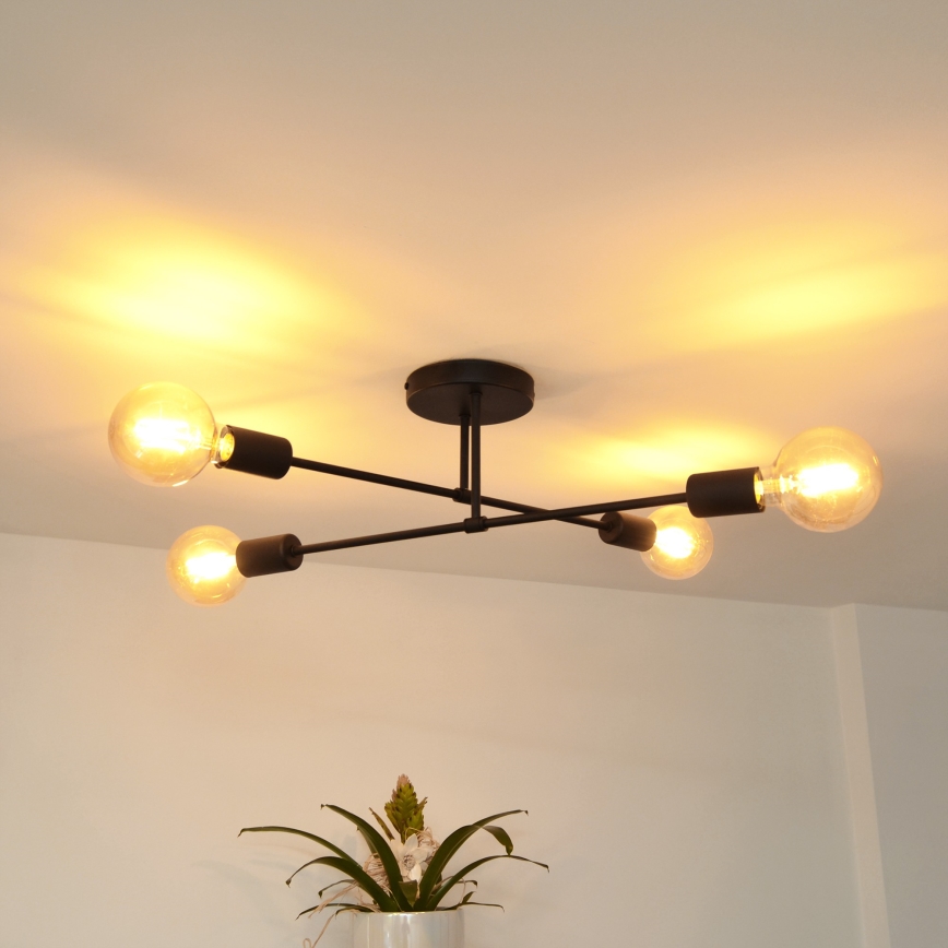 LED Pinnale kinnitatav lühter CAMBRIDGE 4xE27/8W/230V must