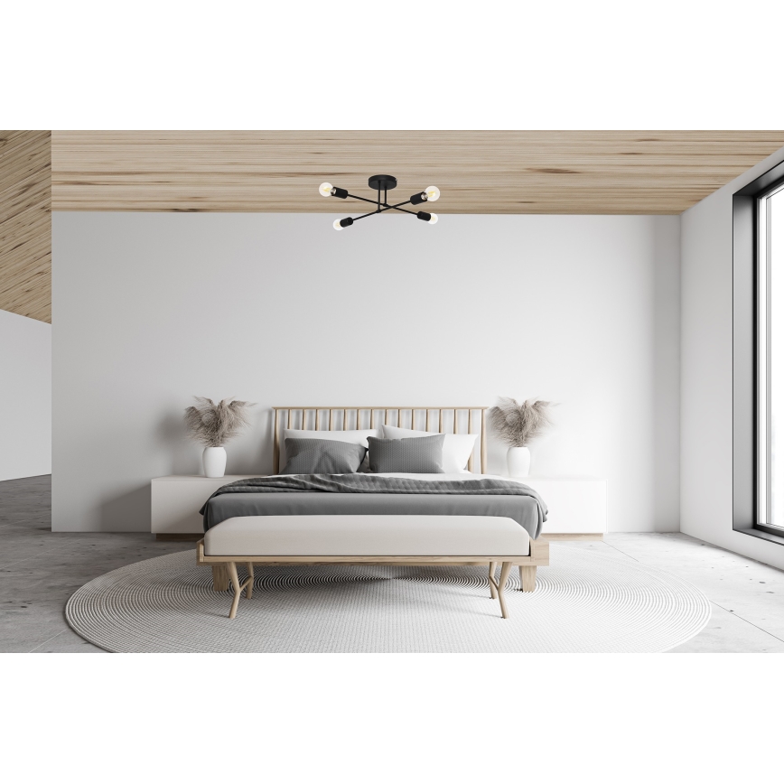 LED Pinnale kinnitatav lühter CAMBRIDGE 4xE27/8W/230V must