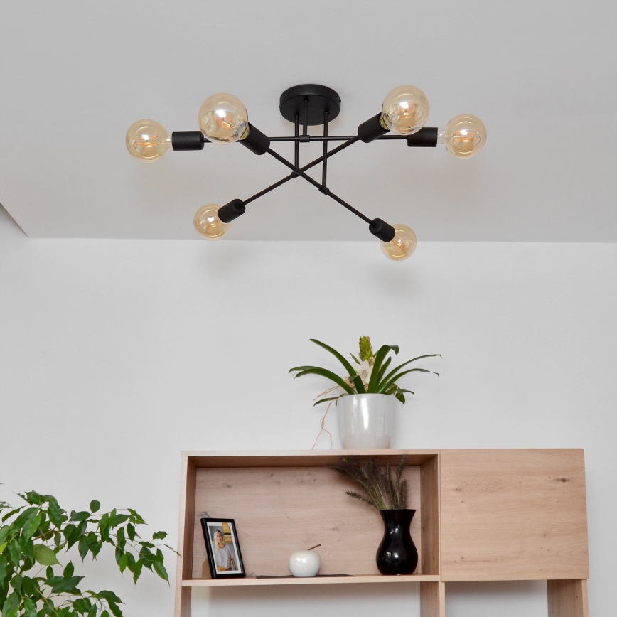 LED Pinnale kinnitatav lühter CAMBRIDGE 6xE27/8W/230V must