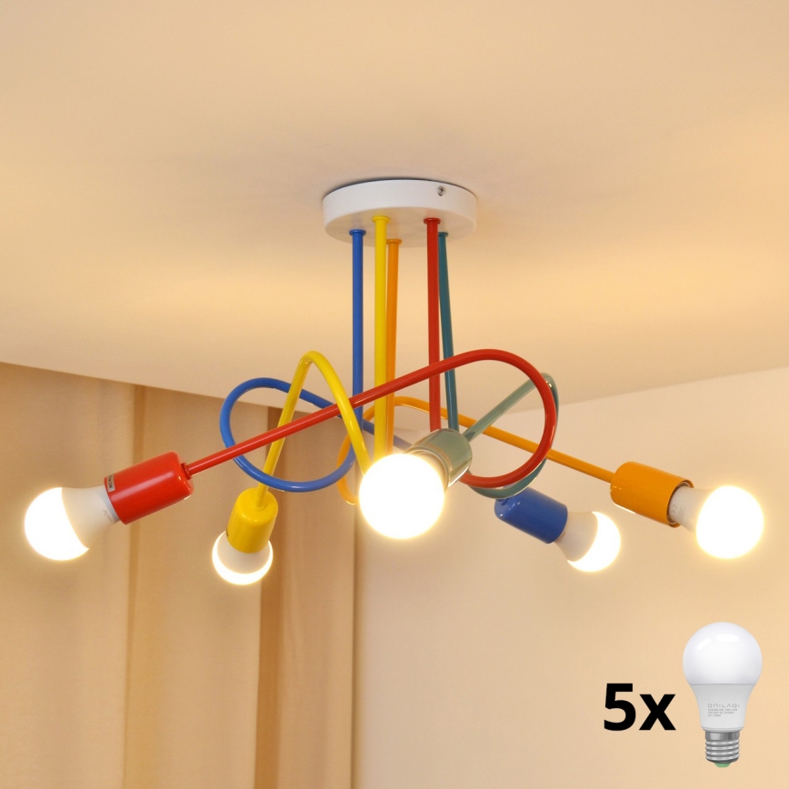 LED Pinnale kinnitatav lühter lastetuppa OXFORD 5xE27/15W/230V