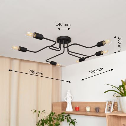 LED Pinnale kinnitatav lühter TUBE 6xE27/15W/230V
