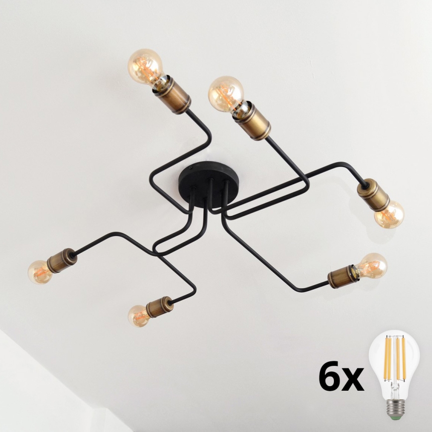 LED Pinnale kinnitatav lühter TUBE 6xE27/15W/230V