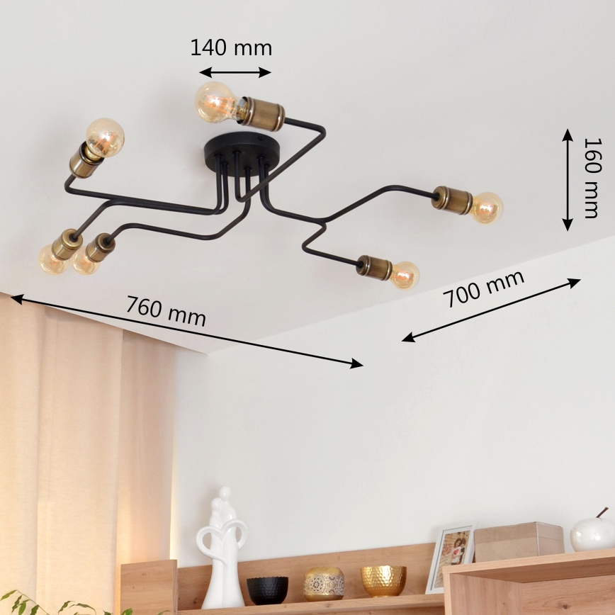 LED Pinnale kinnitatav lühter TUBE 6xE27/15W/230V