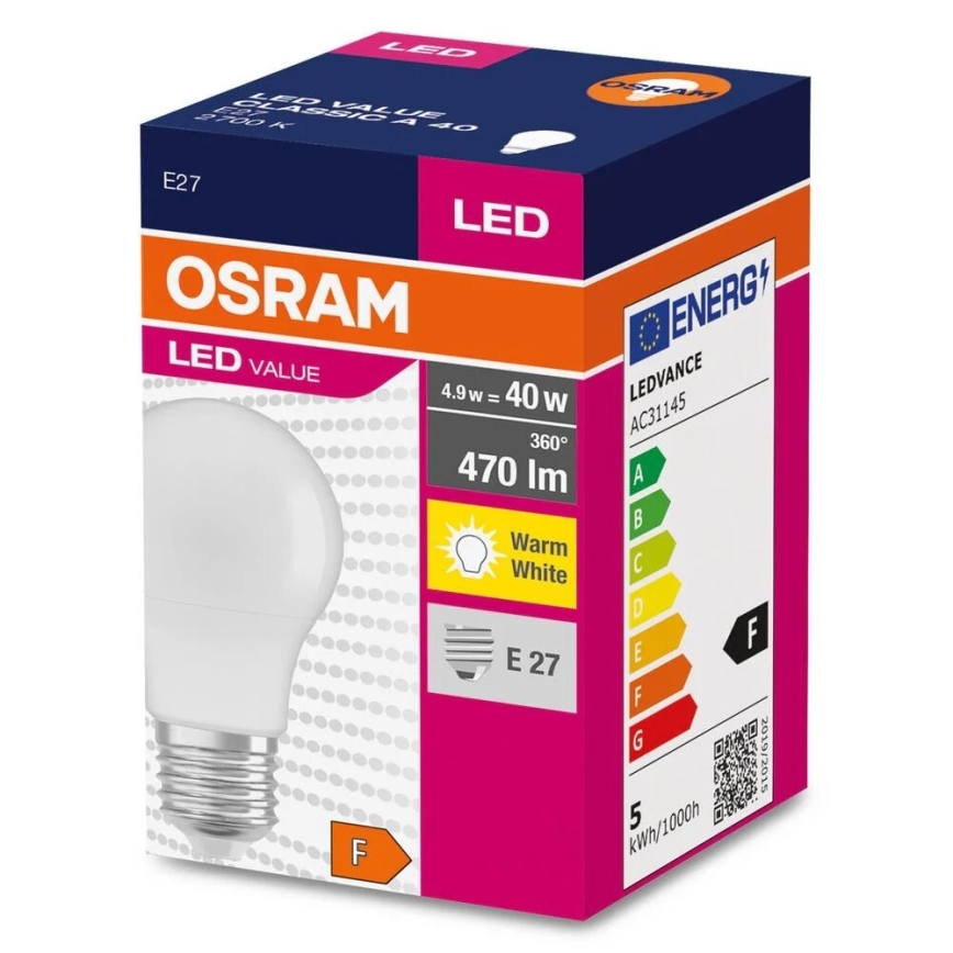 LED Pirn A40 E27/4,9W/230V 2700K - Osram