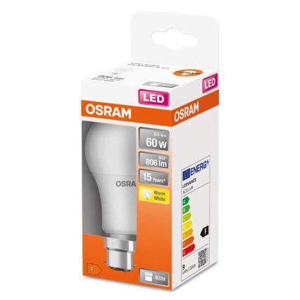 LED Pirn A60 B22d/8,5W/230V 2700K - Osram