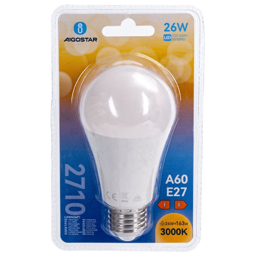 LED pirn A60 E27/26W/230V 3000K - Aigostar