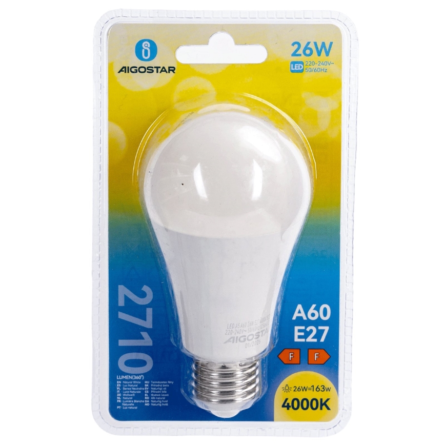 LED-pirn A60 E27/26W/230V 4000K - Aigostar