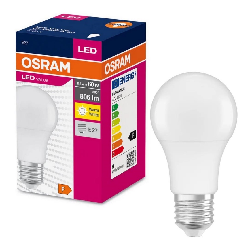 LED Pirn A60 E27/8,5W/230V 2700K - Osram