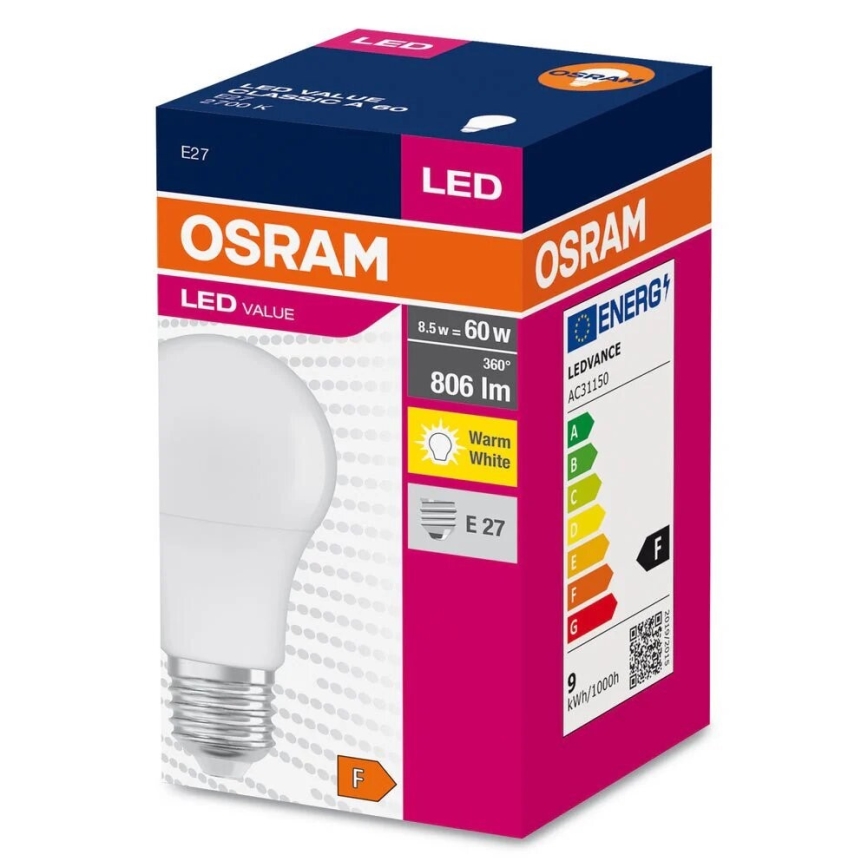 LED Pirn A60 E27/8,5W/230V 2700K - Osram