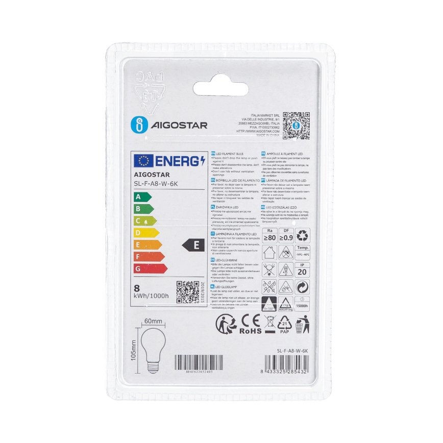 LED-pirn A60 E27/8W/230V 330° 6500K - Aigostar