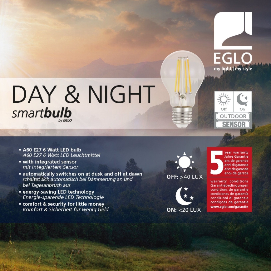 LED Pirn anduriga VINTAGE A60 E27/6W/230V 3000K - Eglo 11886