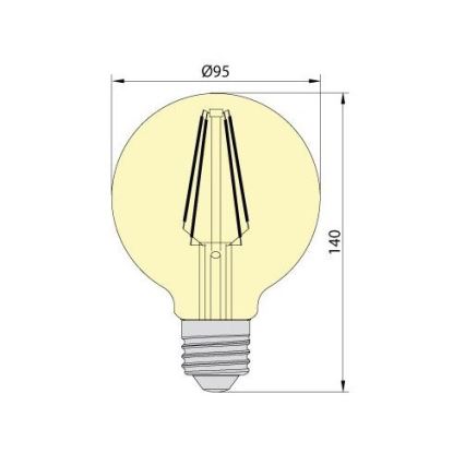 LED Pirn CLASIC AMBER G95 E27/8W/230V 2200K – Brilagi