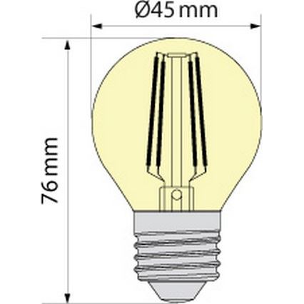 LED-pirn CLASSIC AMBER G45 E27/6,5W/230V 2200K - Brilagi