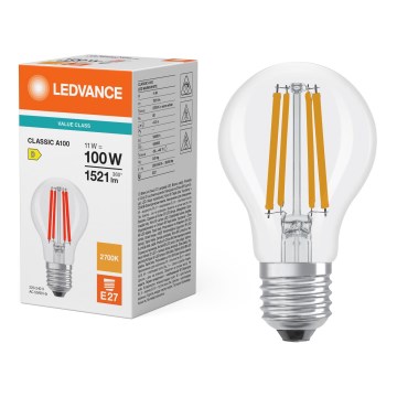 LED pirn CLASSIC FILAMENT A60 E27/11W/230V 2700K - Ledvance