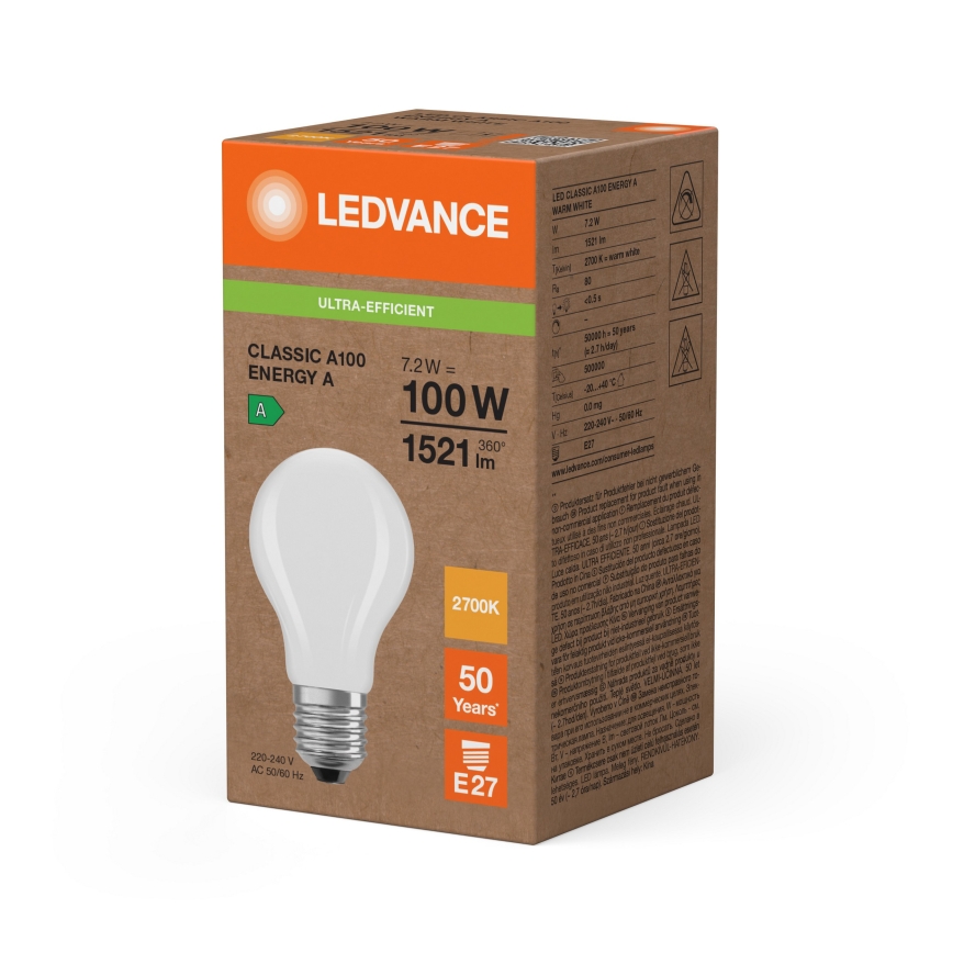 LED-pirn CLASSIC FILAMENT A60 E27/7,2W/230V 2700K - Ledvance