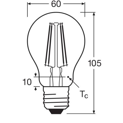 LED-pirn CLASSIC FILAMENT A60 E27/7,5W/230V 2700K - Ledvance