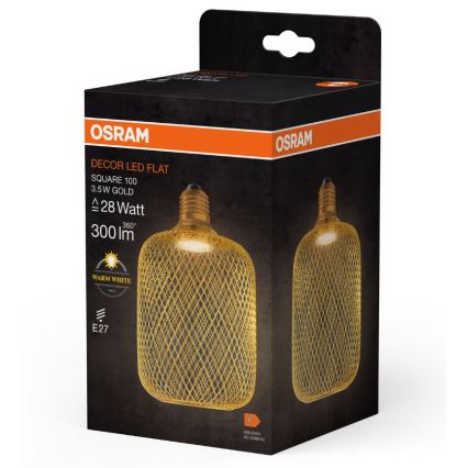 LED Pirn DECOR FLAT E27/3,5W/230V 2700K kuldne - Osram